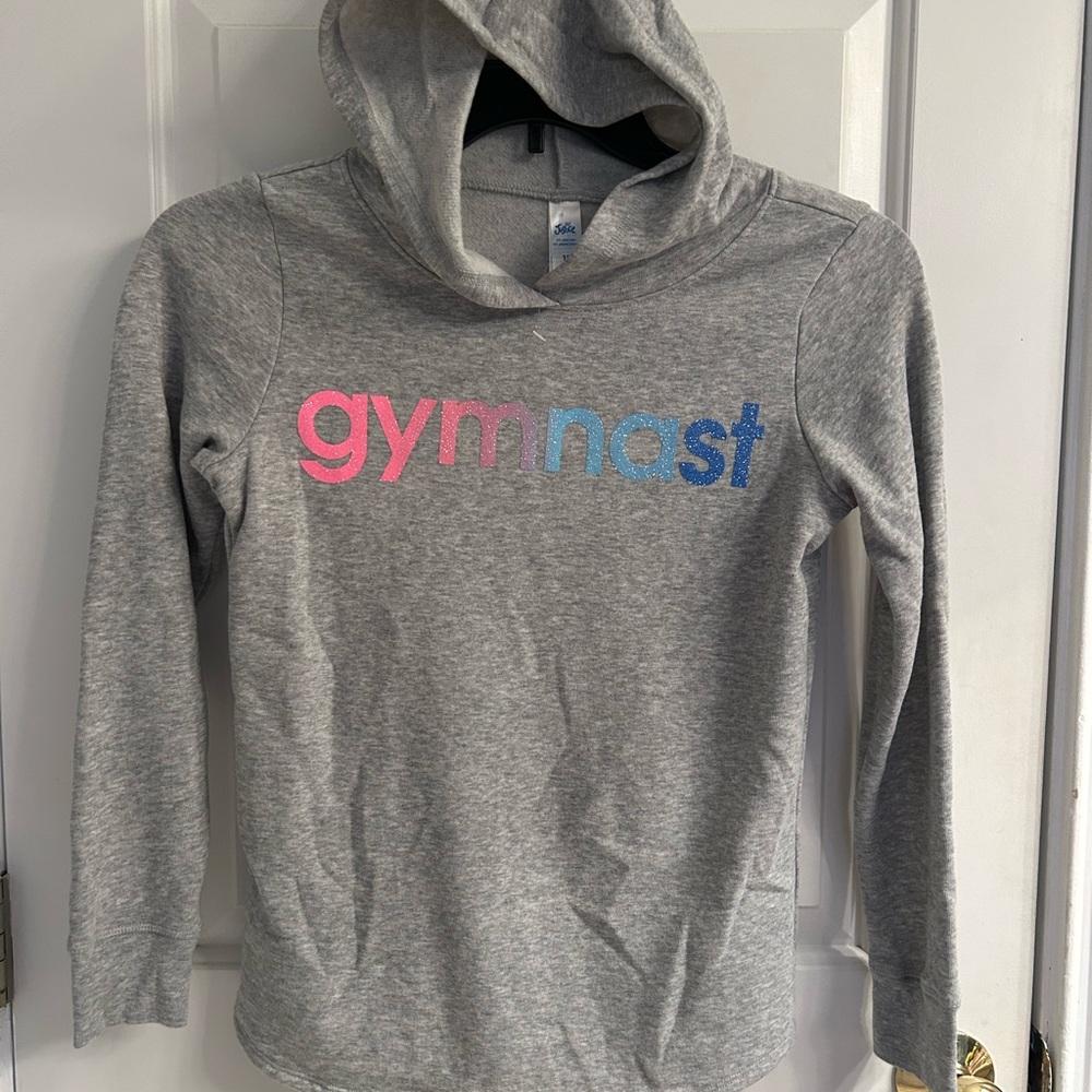 NWOT-Girls Justice Gray Gymnast Sweatshirt With Hood